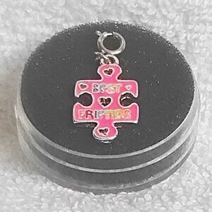 Best Friends Metal & Enamel Puzzle Piece With Spring Ring Clasp!!